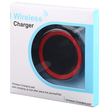 Universal QI Standard Round Wireless Charging Pad (Black + Red) - Wireless Charger by buy2fix | Online Shopping UK | buy2fix