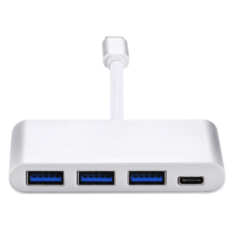 4 in 1 3 x USB 3.0 Ports & USB-C / Type-C Female to USB-C / Type-C Male Hub Splitter Adapter(Silver) - Computer & Networking by buy2fix | Online Shopping UK | buy2fix