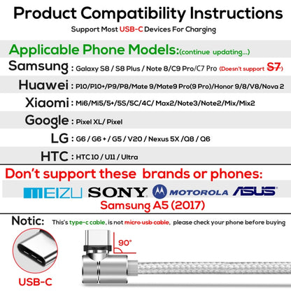 TOPK 1m 2.4A Max USB to USB-C / Type-C 90 Degree Elbow Magnetic Charging Cable with LED Indicator(Silver) - Mobile Accessories by TOPK | Online Shopping UK | buy2fix