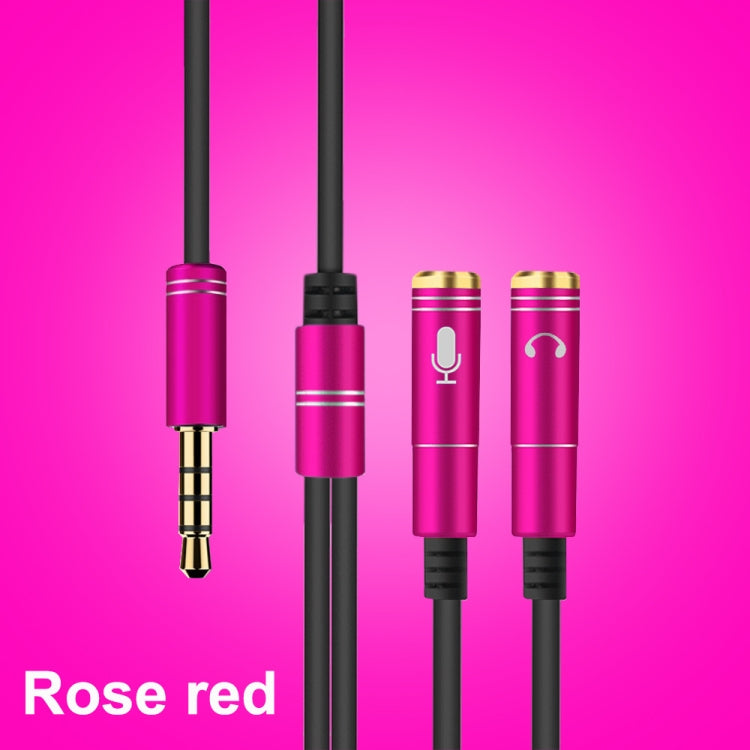 2 in 1 3.5mm Male to Double 3.5mm Female TPE High-elastic Audio Cable Splitter, Cable Length: 32cm(Rose Red) - Cable & Splitter by buy2fix | Online Shopping UK | buy2fix