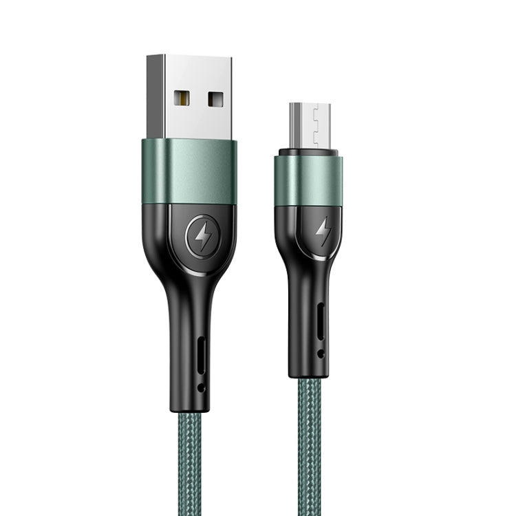 USAMS US-SJ450 U55 2A Micro USB Aluminum Alloy Weave Charging Cable, Length:1m(Green) - Micro USB Cable by USAMS | Online Shopping UK | buy2fix