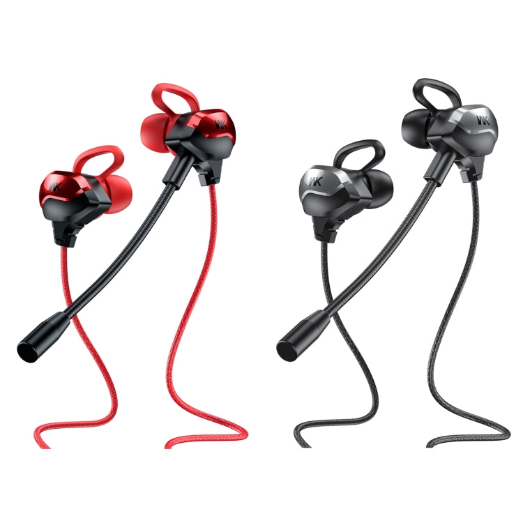 WK ET-Y30 ET Series 3.5mm Elbow In-ear Wired Wire-control Gaming Earphone with Microphone (Red) - Normal Style Earphone by WK | Online Shopping UK | buy2fix