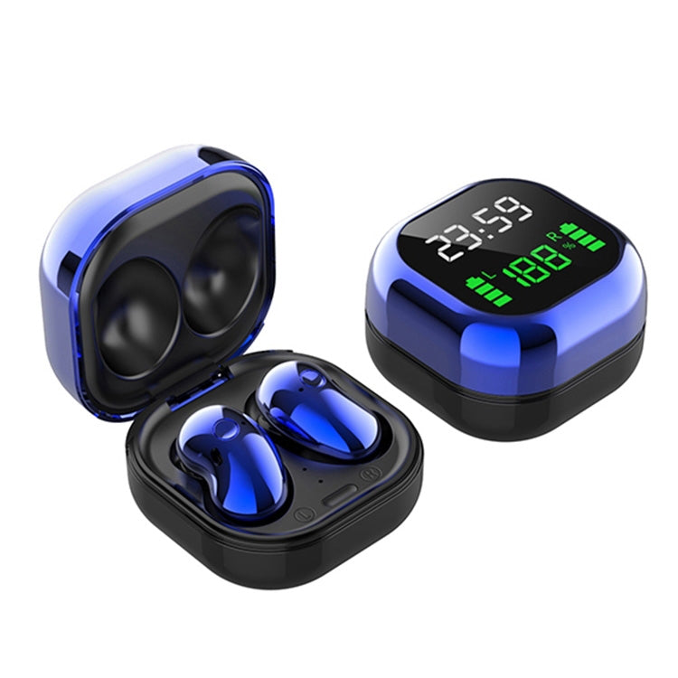 S6 Plus Bluetooth 5.0 TWS Touch Digital Display Mini Clock True Wireless Bluetooth Earphone with Charging Box(Blue) - TWS Earphone by buy2fix | Online Shopping UK | buy2fix