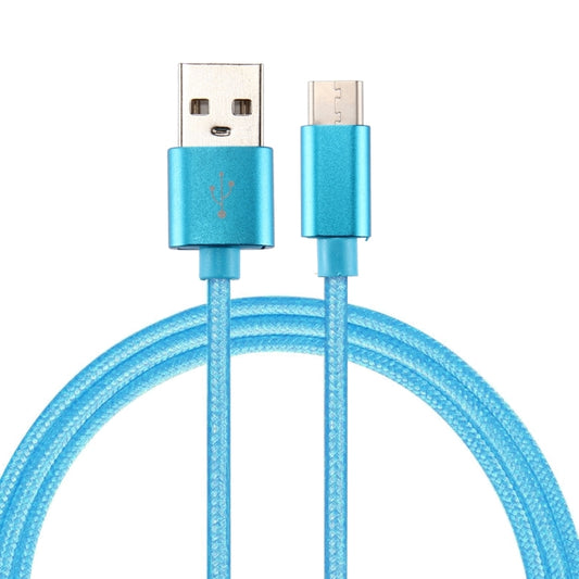 Knit Texture USB to USB-C / Type-C Data Sync Charging Cable, Cable Length: 2m, 3A Output(Blue) - USB-C & Type-C Cable by buy2fix | Online Shopping UK | buy2fix