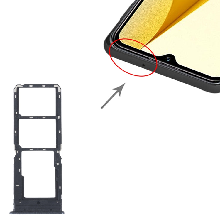 For vivo Y16 SIM Card Tray + SIM Card Tray + Micro SD Card Tray (Black) - Repair & Spare Parts by buy2fix | Online Shopping UK | buy2fix