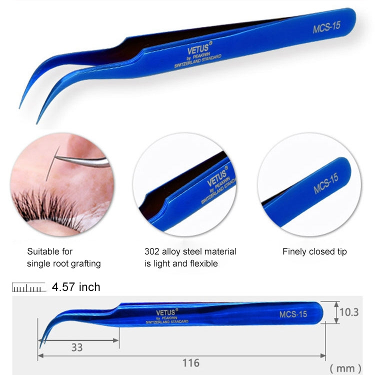 Vetus MCS-15 Bright Blue Curved Tweezers - Tweezers by VETUS | Online Shopping UK | buy2fix