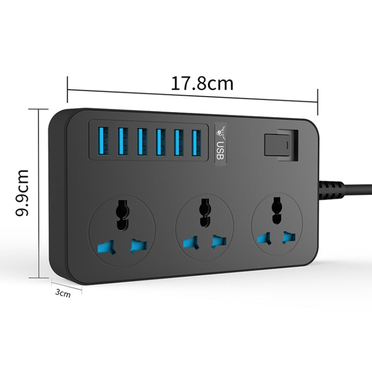 T09 3000W High Power Multi-Function Plug-in 3-Hole International Universal Jack + 6 USB Intelligent Charging EU PLUG - Consumer Electronics by buy2fix | Online Shopping UK | buy2fix