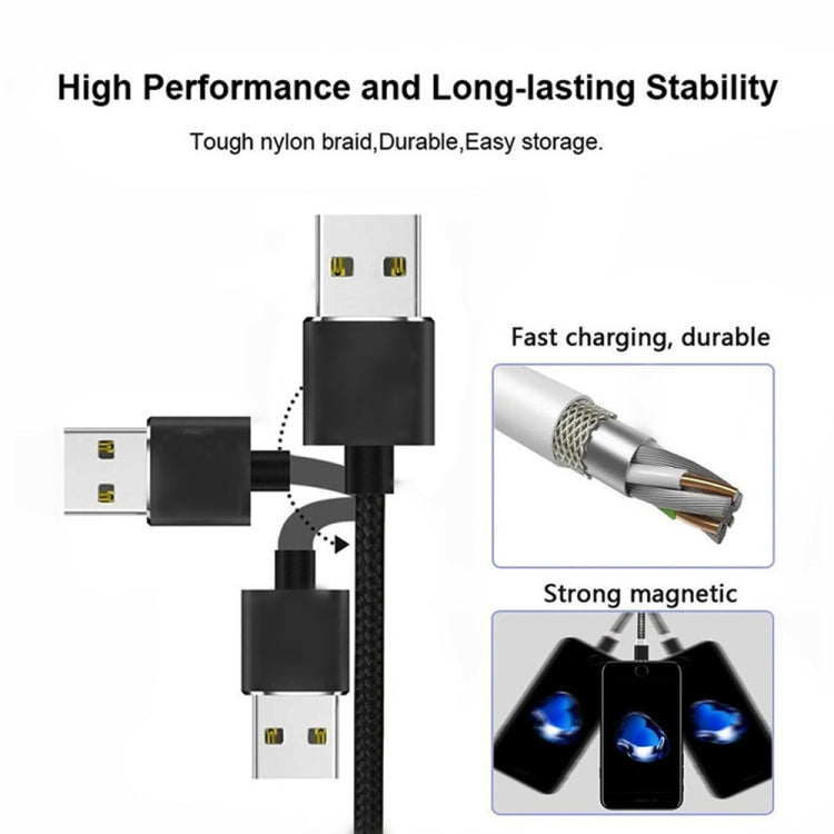 USB to Micro USB Magnetic Metal Connector Nylon Two-color Braided Magnetic Data Cable, Cable Length: 1m(Red) - Mobile Accessories by buy2fix | Online Shopping UK | buy2fix