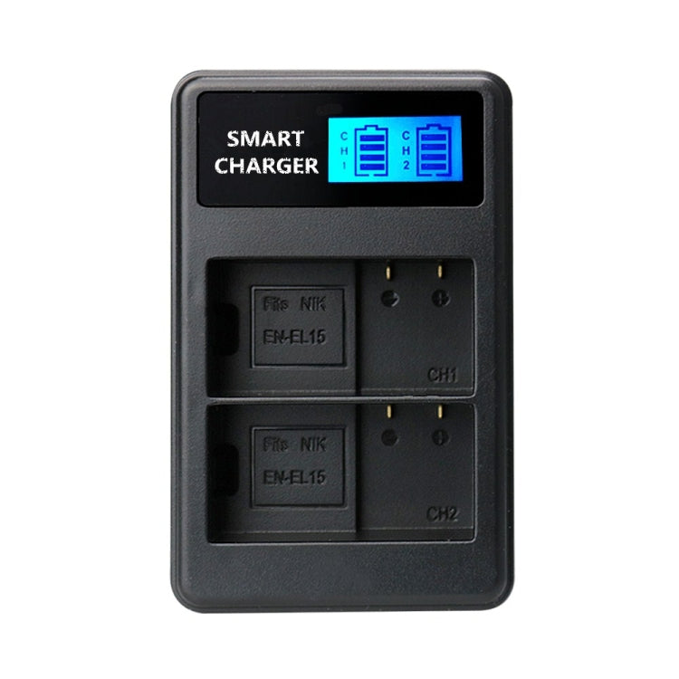 Suitable For Nikon EN-EL15 Smart LCD Display USB Dual Charger - Battery USB Charger by buy2fix | Online Shopping UK | buy2fix