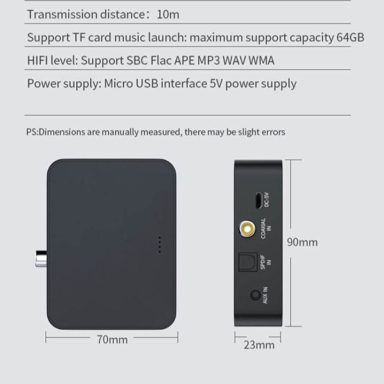 T6 Bluetooth 5.0 Computer TV Transmitter Fiber coaxial AUX Multifunction TF Card HiFI Bluetooth Audio transmitter - Apple Accessories by buy2fix | Online Shopping UK | buy2fix
