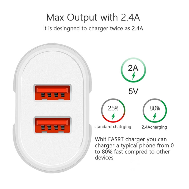 Portable Dual USB Mobile Phone Tablet Universal Charging Head Travel Charger, US Plug(White) - Mobile Accessories by buy2fix | Online Shopping UK | buy2fix