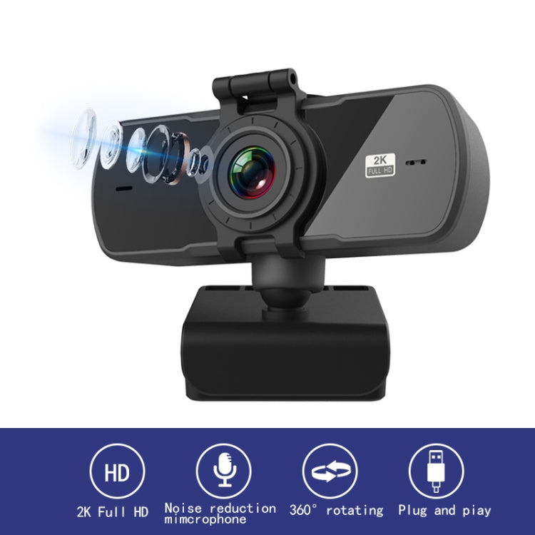 C5 4 Million Pixel Auto Focus 2K Full HD Webcam 360 Rotation USB Driver-free Live Broadcast WebCamera with Mic - Computer & Networking by buy2fix | Online Shopping UK | buy2fix