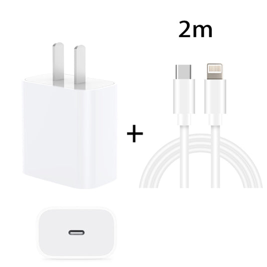 PD 20W Single USB-C / Type-C Port Travel Charger + 3A PD3.0 USB-C / Type-C to 8 Pin Fast Charge Data Cable Set, US Plug 2m - Apple Accessories by buy2fix | Online Shopping UK | buy2fix