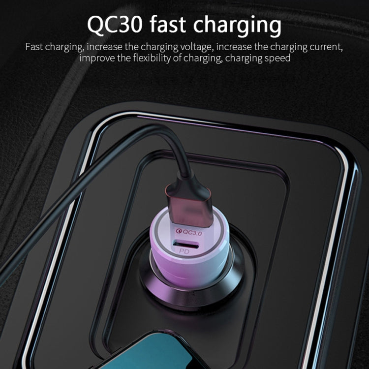 P21 PD 20W USB-C / Type-C + QC3.0 18W USB Fast Car Charger with USB-C / Type-C to 8 Pin Data Cable Set(White) - In Car by buy2fix | Online Shopping UK | buy2fix