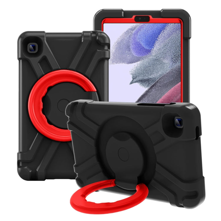 For Galaxy Tab A7 Lite T220/T225 PC + Silicone Shockproof Combination Case with 360 Degree Rotating Holder & Handle(Black+Red) - Tab A7 Lite T220 / T225 by buy2fix | Online Shopping UK | buy2fix