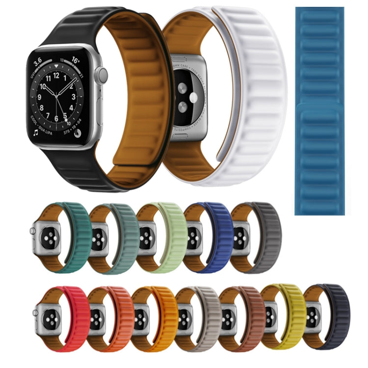 Silicone Magnetic Strap Watch Band For Apple Watch Series 8&7 41mm / SE 2&6&SE&5&4 40mm / 3&2&1 38mm(Black) - Smart Wear by buy2fix | Online Shopping UK | buy2fix