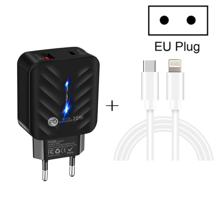 PD03 20W PD3.0 + QC3.0 USB Charger with Type-C to 8 Pin Data Cable, EU Plug(White) - Apple Accessories by buy2fix | Online Shopping UK | buy2fix