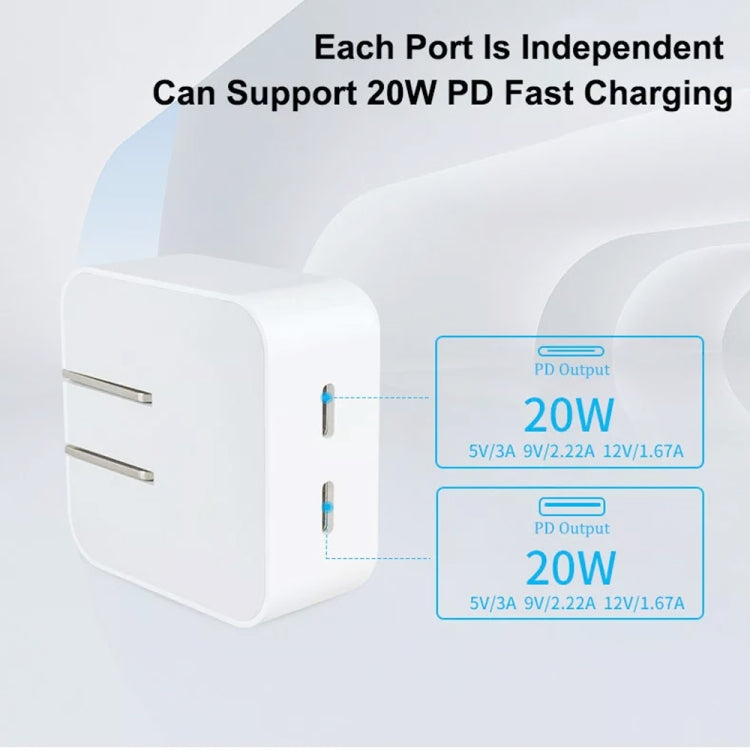 SDC-40W Dual PD USB-C / Type-C Ports Charger with 1m Type-C to 8 Pin Data Cable, UK Plug - Apple Accessories by buy2fix | Online Shopping UK | buy2fix