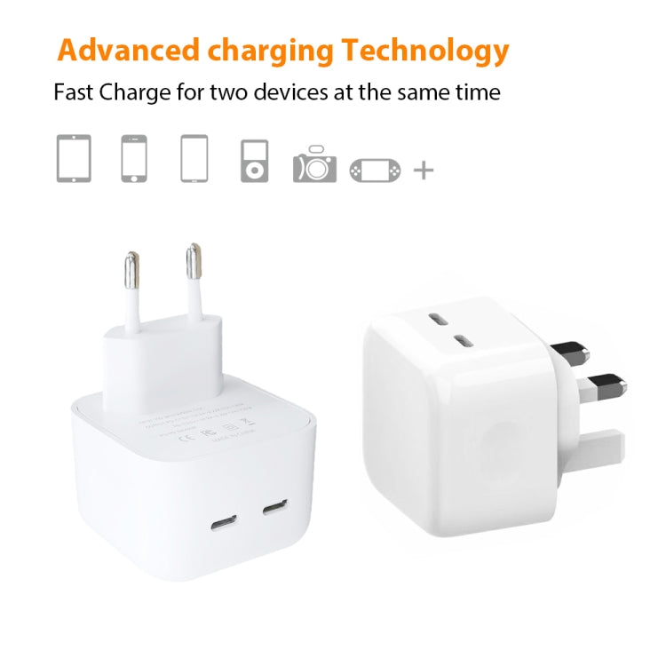 SDC-40W Dual PD USB-C / Type-C Ports Charger with 1m Type-C to 8 Pin Data Cable, UK Plug - Apple Accessories by buy2fix | Online Shopping UK | buy2fix