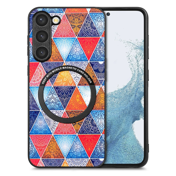 For Samsung Galaxy S23 5G Colored Drawing Leather Back Cover Magsafe Phone Case(Rhombus Mandala) - Galaxy S23 5G Cases by buy2fix | Online Shopping UK | buy2fix