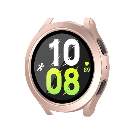 For Samsung Galaxy Watch4/5 44mm ENKAY Hat-Prince Waterproof Full Coverage PC Frame + 9H Tempered Glass Case(Rose Gold) - Watch Cases by ENKAY | Online Shopping UK | buy2fix