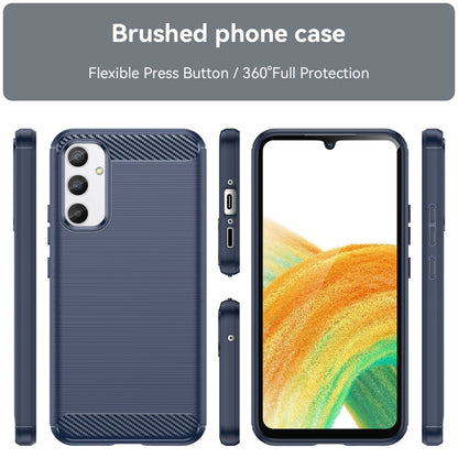 For Samsung Galaxy A34 5G Brushed Texture Carbon Fiber TPU Phone Case(Blue) - Galaxy Phone Cases by buy2fix | Online Shopping UK | buy2fix