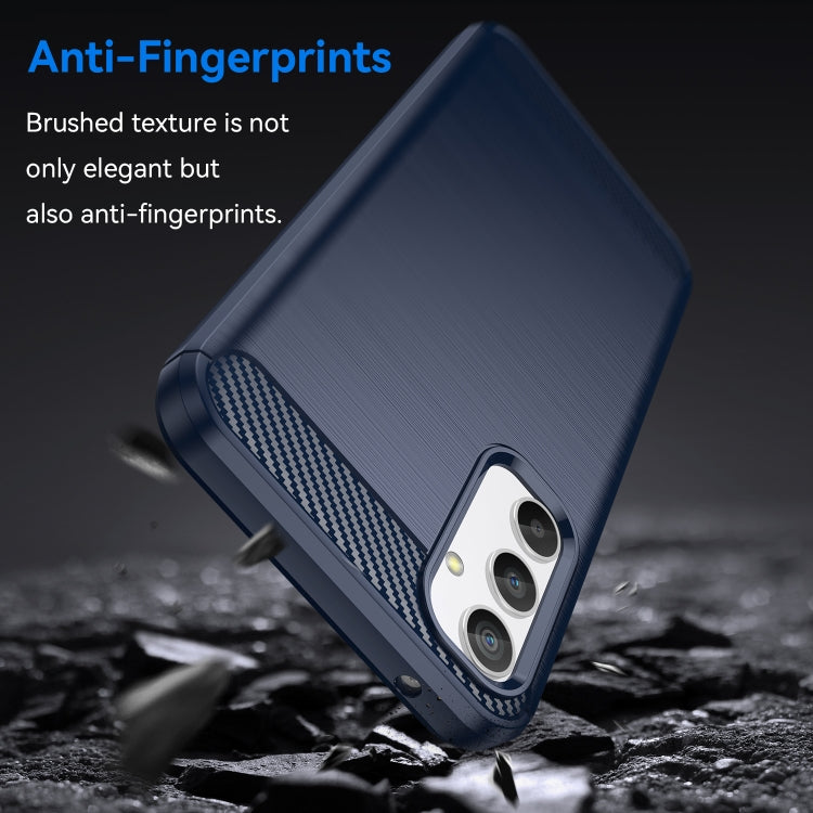 For Samsung Galaxy A34 5G Brushed Texture Carbon Fiber TPU Phone Case(Blue) - Galaxy Phone Cases by buy2fix | Online Shopping UK | buy2fix