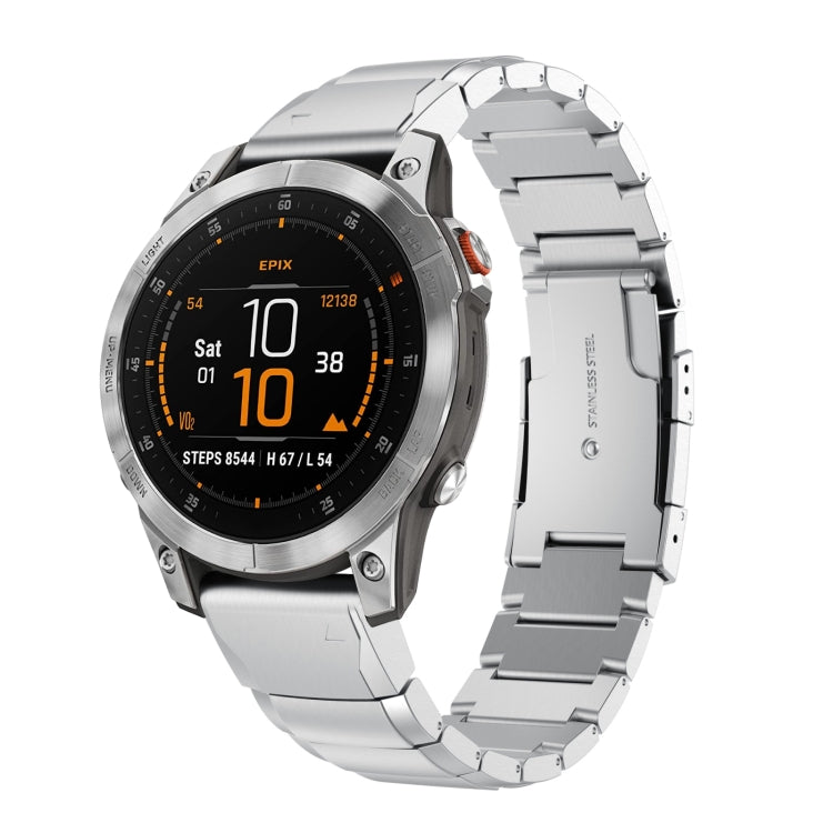 For Garmin EPIX Gen 2 22mm Tortoise Shell Stainless Steel Watch Band(Silver) - Watch Bands by buy2fix | Online Shopping UK | buy2fix