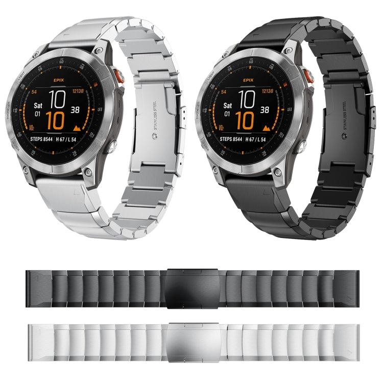 For Garmin EPIX Gen 2 22mm Tortoise Shell Stainless Steel Watch Band(Silver) - Watch Bands by buy2fix | Online Shopping UK | buy2fix
