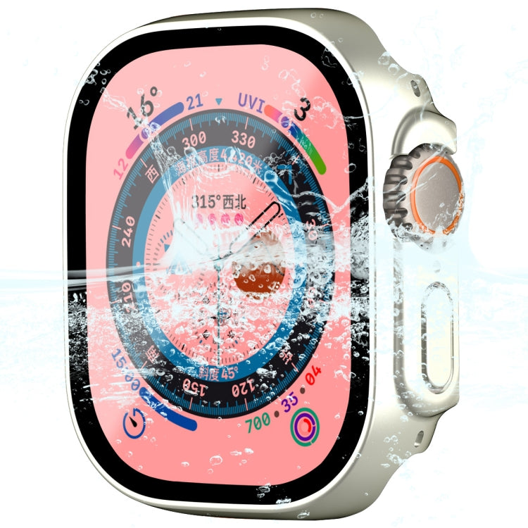 For Apple Watch Ultra / Ultra 2 49mm ENKAY Hat-Prince Waterproof Full Coverage PC Frame + 9H Tempered Glass Case(Silver) - Watch Cases by ENKAY | Online Shopping UK | buy2fix