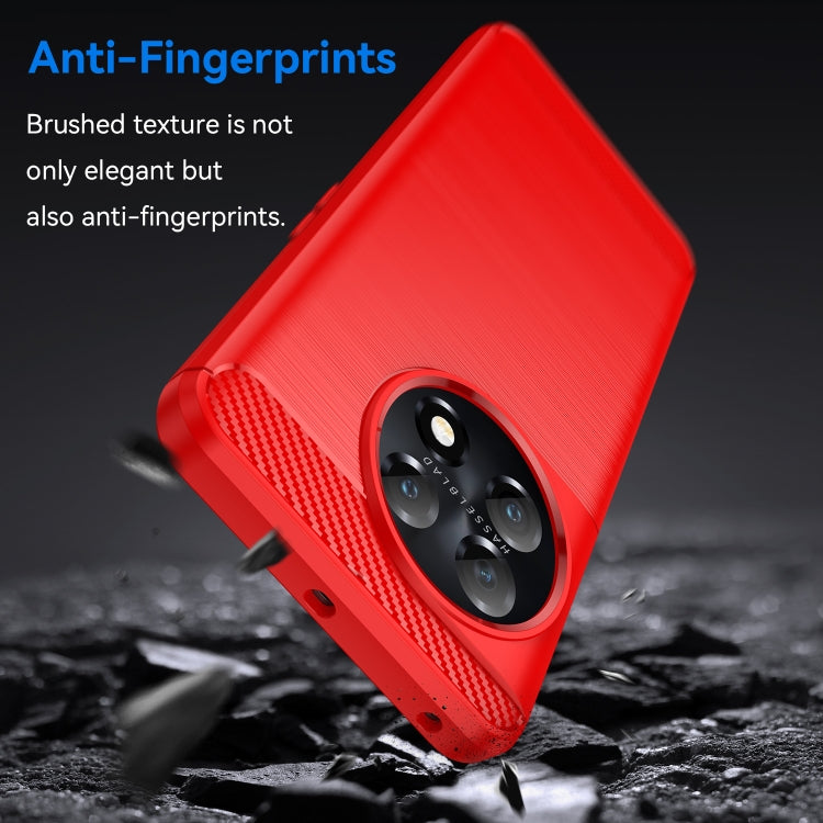 For OnePlus 11 Brushed Texture Carbon Fiber TPU Phone Case(Red) - OnePlus Cases by buy2fix | Online Shopping UK | buy2fix