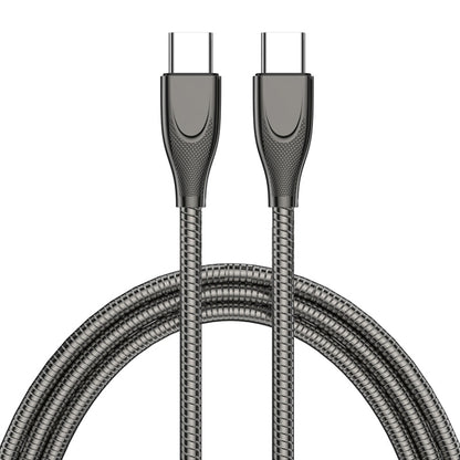 ENKAY ENK-CB130 2m PD100W Type-C to Type-C Carbon Steel Hose Spring Fast Charging Data Cable with E-Marker Chip(Black) - USB-C & Type-C Cable by ENKAY | Online Shopping UK | buy2fix