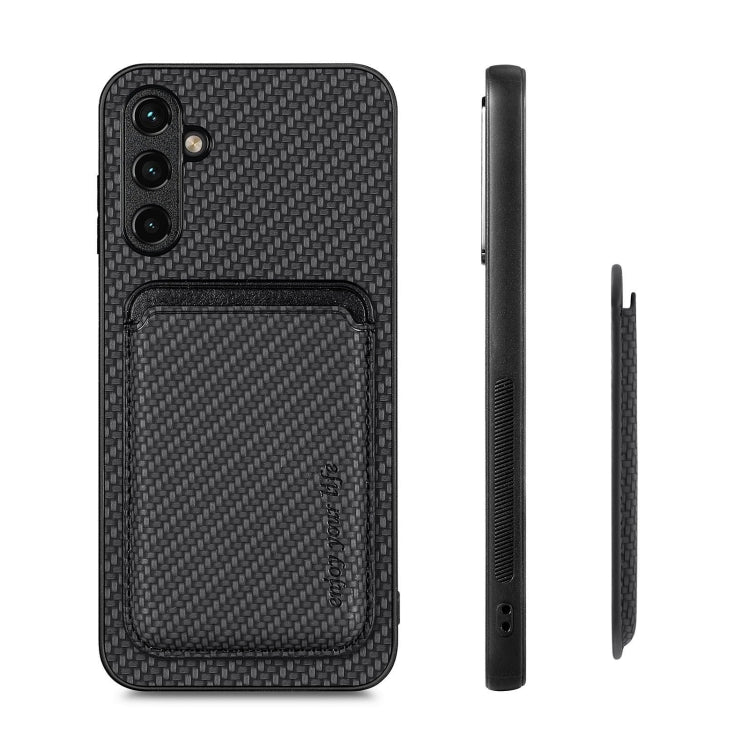 For Samsung Galaxy A54 5G Carbon Fiber Leather Card Magsafe Magnetic Phone Case(Black) - Galaxy Phone Cases by buy2fix | Online Shopping UK | buy2fix