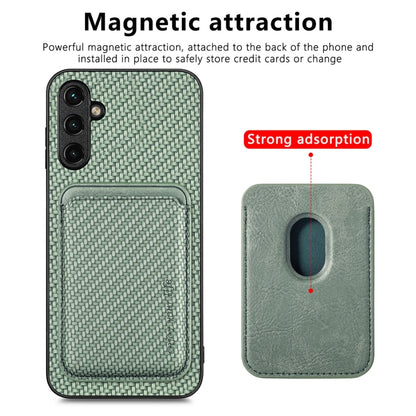 For Samsung Galaxy A34 5G Carbon Fiber Leather Card Magsafe Magnetic Phone Case(Green) - Galaxy Phone Cases by buy2fix | Online Shopping UK | buy2fix