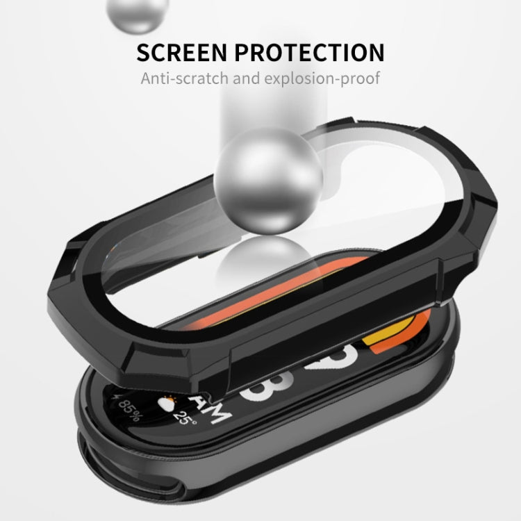 For Xiaomi Mi Band 8 ENKAY Hat-Prince Full Coverage PC Frame + Tempered Glass Film Watch Case(Black) - Watch Cases by ENKAY | Online Shopping UK | buy2fix