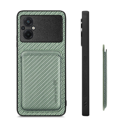 For Xiaomi POCO M5 4G Carbon Fiber Leather Card Magsafe Phone Case(Green) - Xiaomi Cases by buy2fix | Online Shopping UK | buy2fix