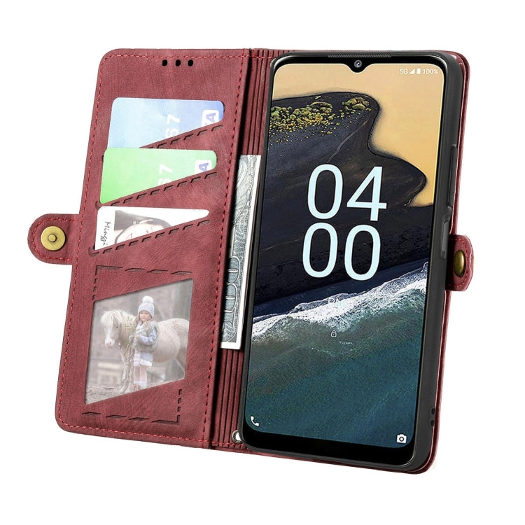 For Nokia G400 Geometric Zipper Wallet Side Buckle Leather Phone Case(Red) - Nokia Cases by buy2fix | Online Shopping UK | buy2fix