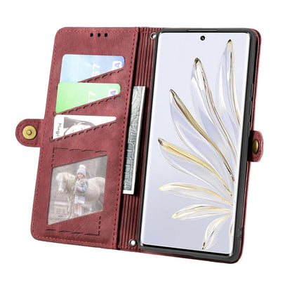 For Honor X40i Geometric Zipper Wallet Side Buckle Leather Phone Case(Red) - Honor Cases by buy2fix | Online Shopping UK | buy2fix