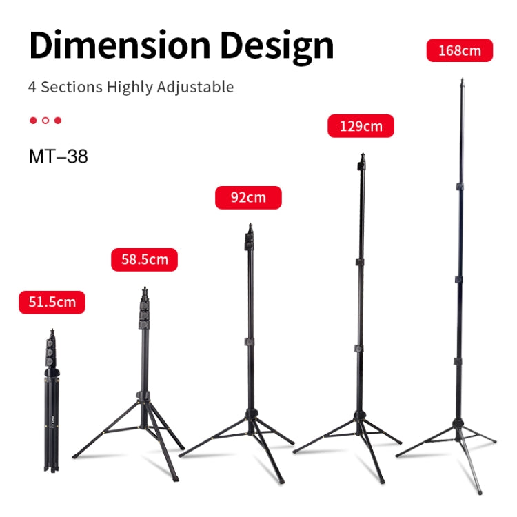 JMARY MT38 Travel Tripod Phone Holder 1.68m Telescopic Vlogging Camera Mount Tripod Stand - Tripods by Jmary | Online Shopping UK | buy2fix