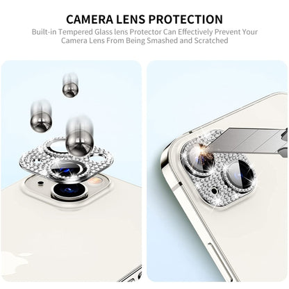 For iPhone 15 / 15 Plus ENKAY Hat-Prince Blink Diamond Camera Lens Aluminium Alloy + Tempered Glass Full Coverage Protector(Black) - iPhone 15 Tempered Glass by ENKAY | Online Shopping UK | buy2fix