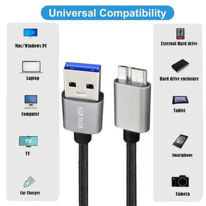 JUNSUNMAY USB 3.0 Male to Micro-B Cord Cable Compatible with Samsung Camera Hard Drive, Length:3m - USB Cable by JUNSUNMAY | Online Shopping UK | buy2fix