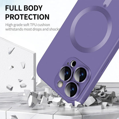 For iPhone 15 Pro Max ENKAY MagSafe Matte TPU Phone Case with Lens Film & Screen Glass Film(Purple) - iPhone 15 Pro Max Cases by ENKAY | Online Shopping UK | buy2fix