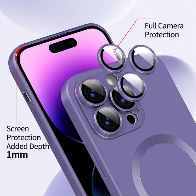 For iPhone 15 ENKAY MagSafe Matte TPU Phone Case with Lens Film(Purple) - iPhone 15 Cases by ENKAY | Online Shopping UK | buy2fix