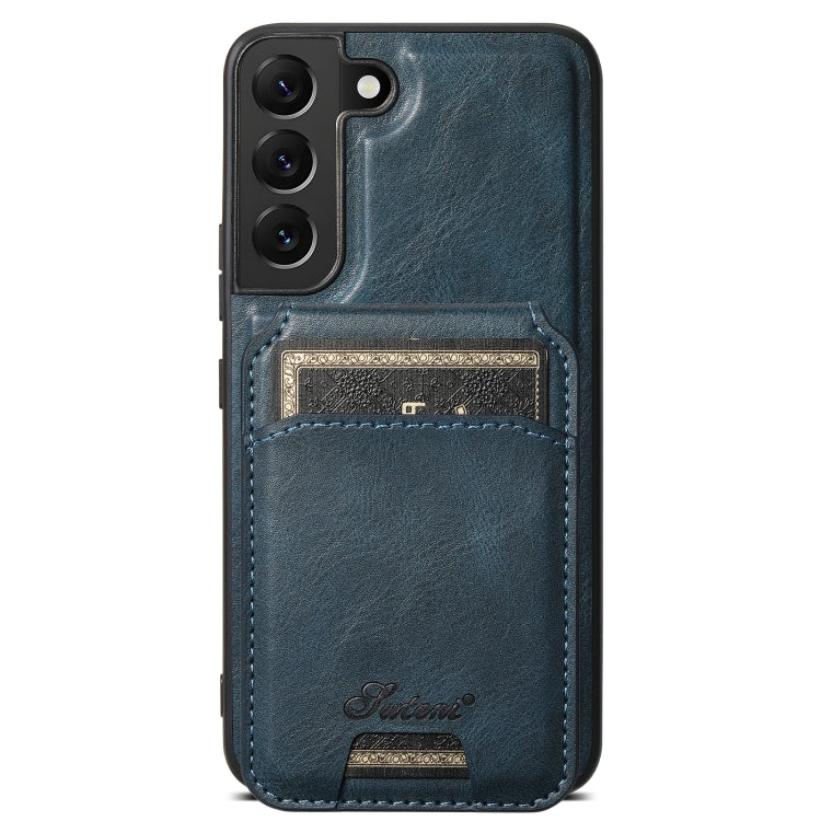 For Samsung Galaxy S22 5G Suteni H15  Oil Eax Leather Detachable Wallet Back Phone Case(Blue) - Galaxy S22 5G Cases by Suteni | Online Shopping UK | buy2fix