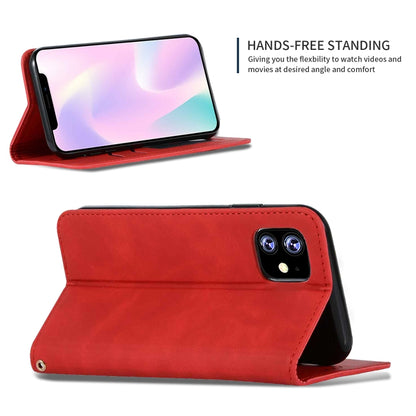 For iPhone 11 Retro Skin Feel Business Magnetic Horizontal Flip Leather Case (Red) - Apple Accessories by buy2fix | Online Shopping UK | buy2fix