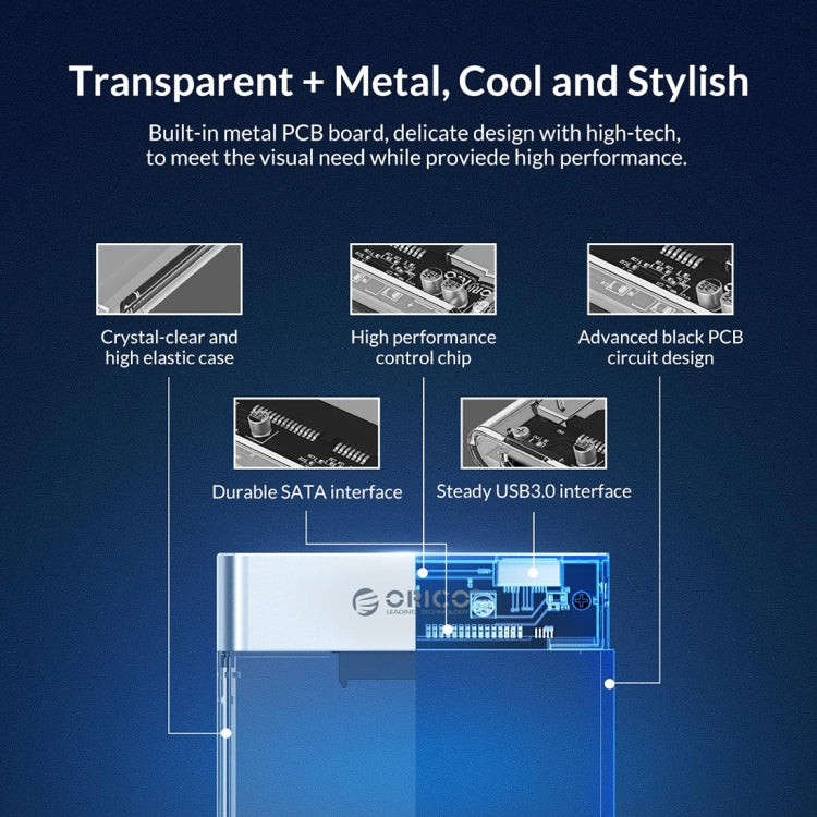 ORICO 2129U3 2.5 inch Transparent USB 3.0 Hard Drive Enclosure - Computer & Networking by ORICO | Online Shopping UK | buy2fix