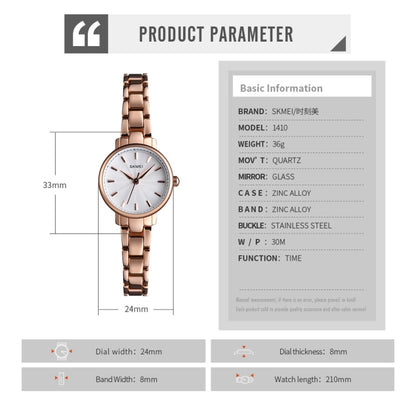 Skmei 1410 Lady Quartz Watch European and American Fashion Watch Business Leisure Steel Belt Lady Watch(Rose Gold) - Outdoor & Sports by SKMEI | Online Shopping UK | buy2fix