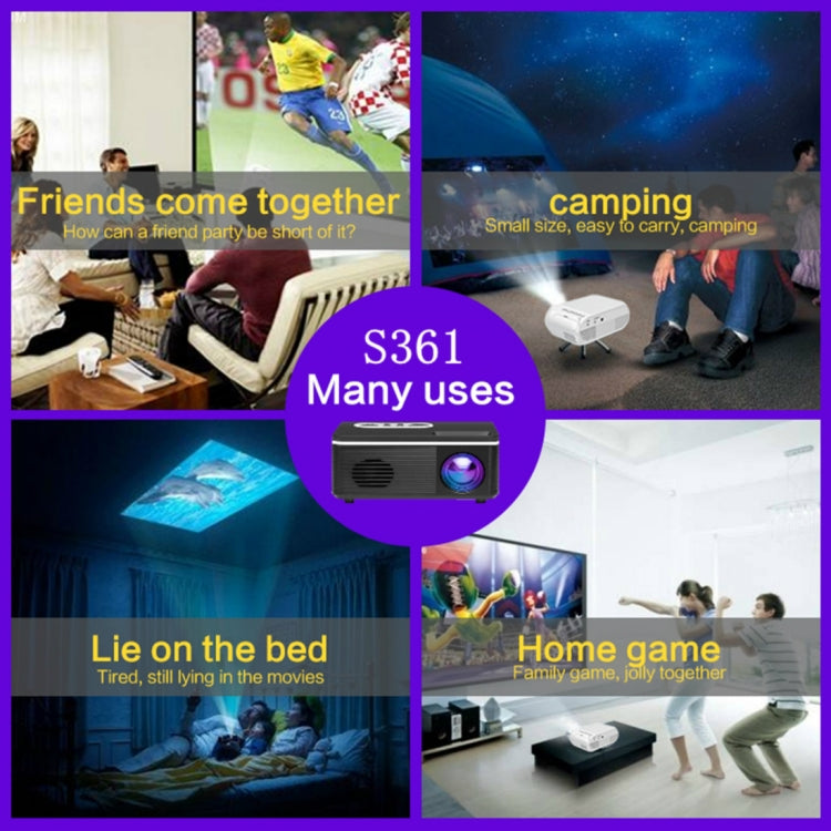 S361 80 lumens 320 x 240 Pixel Portable Mini Projector, Support 1080P, UK Plug(White) - Consumer Electronics by buy2fix | Online Shopping UK | buy2fix