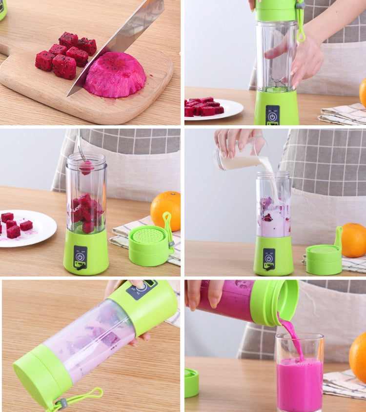 USB Rechargeable Electric Automatic Vegetable Fruit Citrus Orange Juice Maker Cup Mixer Bottle (380ML)(6 Blades Purple) - Home & Garden by buy2fix | Online Shopping UK | buy2fix