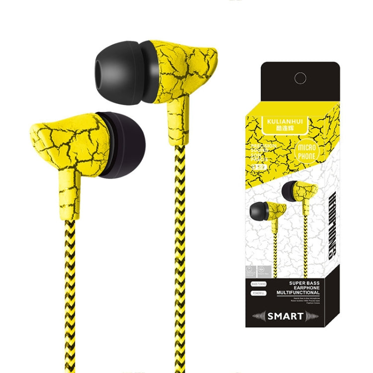 3.5mm Jack Crack Earphone Wired Headset Super Bass Sound Headphone Earbud with Mic for Mobile Phone Samsung Xiaomi MP3 4(YELLOW) - In Ear Wired Earphone by buy2fix | Online Shopping UK | buy2fix